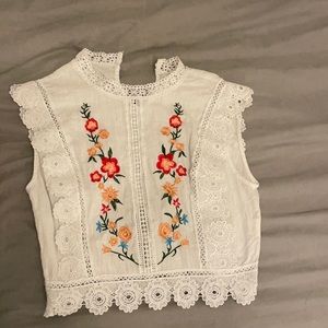 Embroidered Floral Lace Top